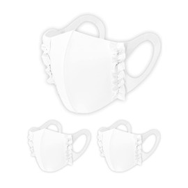 RIRI Cloth Mask, Set of 3, Lace, Daughter-Style Mask, Cooling Fabric, Washable, Cooling Mask, UV Protection, Sun Protection, UPF 50+, Washable, Pearl, 3D Construction, Heatstroke, Pollen Protection, Cute, Stylish, Women's, Small Face, Summer, Antibacteri