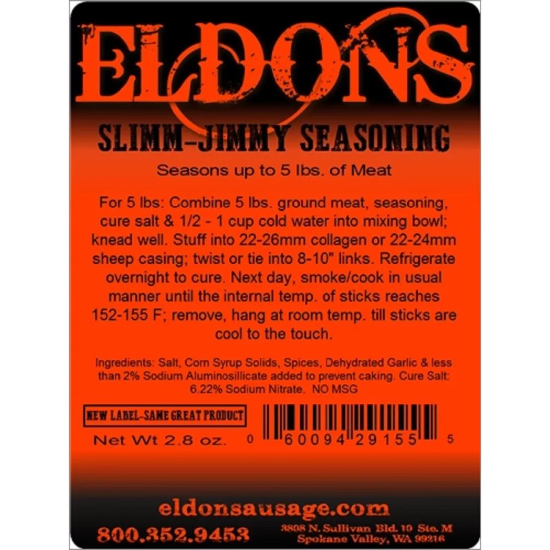 Eldons Slim Jimmy Snack Stick Seasoning Spice & Cure for