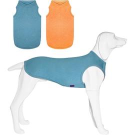 Kickred 2 Pack Dog Shirts, Quick Dry Lightweight Dog T-Shirts Sleeveless Vest, Breathable Pet Clothes Tank Top for Large Medium Dogs, Mint Blue+Orange Yellow(2XL)