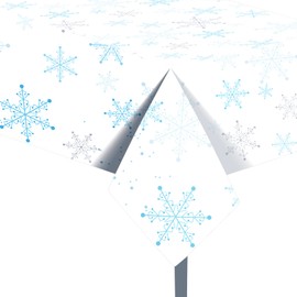 Gukasxi Christmas Table Covers, 3 Pack Christmas Tablecloths Xmas Party Disposable Plastic Rectangular Table Coverings, Winter Snowflakes Table Cloth for Christmas Holiday New Year Party Decoration