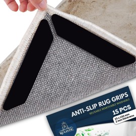 Rug Gripper 15 Pcs - Washable & Reusable Rug Grippers for Laminate - Hardwood Floor - Suitable Carpet Grippers for Marble, Wooden Floors & for all types & sizes of Rugs