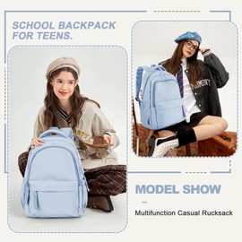 Backpack for School Black Women College High School Bag for Girls Teen Boys Book Bag Casual Travel Laptop Backpacks for Men Sky Blue