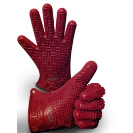 Silicone BBQ Gloves/Cooking Gloves, 3 Day Dec. Sale, Ultra-Odor Resistant, Heat Protective -Burgundy Wine, Cooking Gloves, Premium Eco-Friendly by More Cuisine Essentials BG - 0129M
