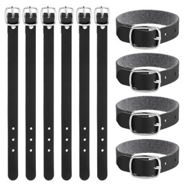 10 Pack PU Leather Luggage Labels Strap, 8x1/2 Inch Black Leather Luggage Tag Loops Cowhide Luggage Tag Loops Replacement Belts with Metal Buckle Loops for Suitcase Briefcase Backpacks Travel Hanging