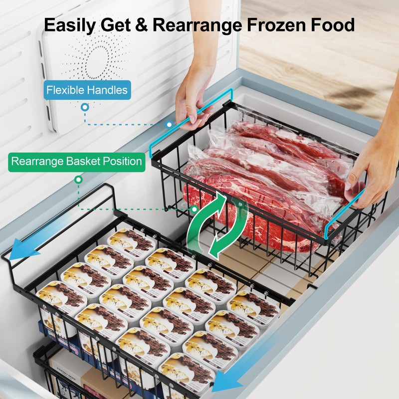 iSPECLE Deep Freezer Organizer Bins - 3 Pack Large Freezer