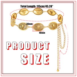 Manfnee Western Metal Concho Belt for Women Cowgirl Chain Belts for Dresses Jeans Country Concert Outfit