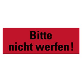 Sticker Packaging Labelling Multilingual "Bitte nicht werfen!" Sign Foil, Red, Choice of Sizes, Made in Germany, Sizes Name: 10 x 30 cm
