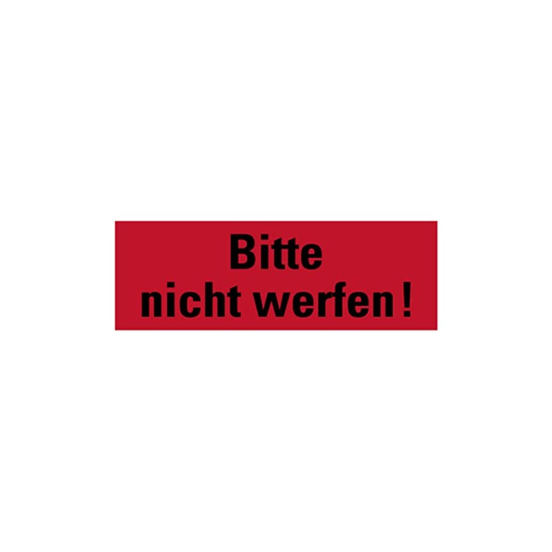 Sticker Packaging Labelling Multilingual "Bitte nicht werfen!" Sign Foil, Red,