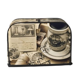 JXDXHCW Vintage Coffee 2 Slice Toaster Cover Wide Slot Dustproof Bread Maker Cover Fingerprint Protection Kitchen Appliance Cover Toaster Bag