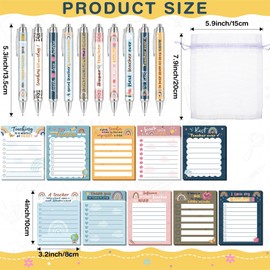 Cholemy 60 Pcs Teacher Appreciation Gifts Set Cute Teacher Sticky Notes Teacher Appreciation Pens Bulk Teacher Notepads to Do List Memo Pads Stationery Supplies for Teacher Christmas Gifts Supplies