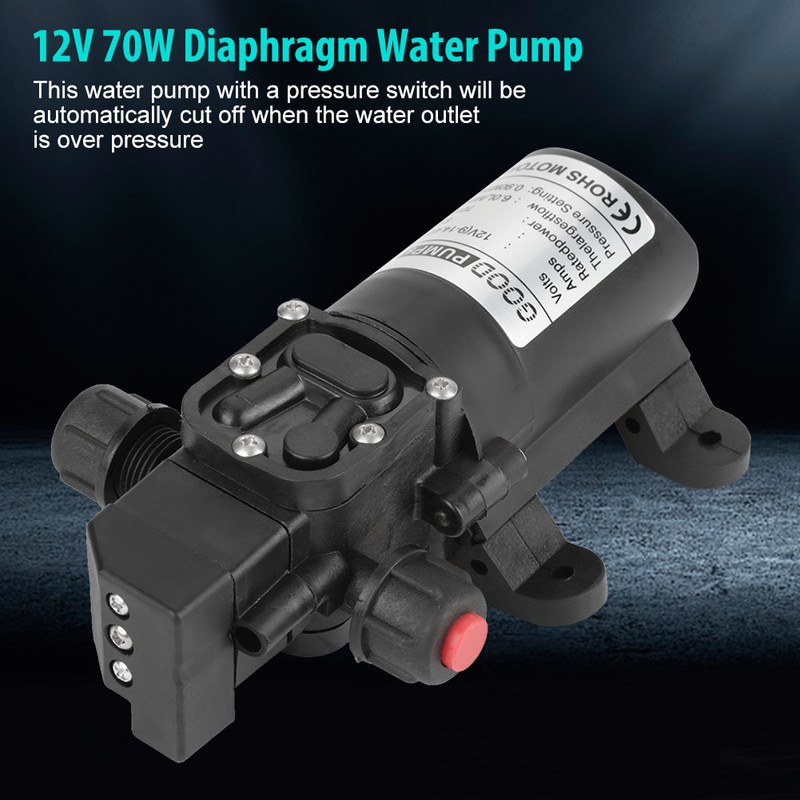 DC 12V 0.9Mpa 6L/Min Water High Pressure Diaphragm 70W Self