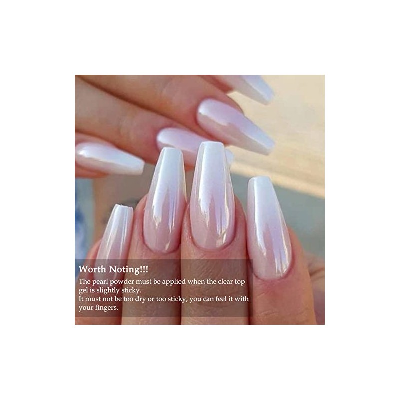 Magic White Pearl cromado Nail Powder Solid Glitter Fairy Shell