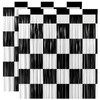 2Pcs Checkered Backdrop- Black White Checkered Backdrop Foil Streamer 1x