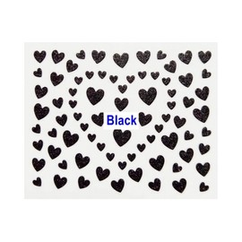 Black Glitter Heart Nail Sticker Self Adhesive Nail Decals Black Nail Wraps Stickers Manicure Supplies for Women Nails Full Long Lasting Easy Apply and Remove