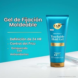 Ogx Touchable Hold Gel Fijador Fijación Media Antioxidantes Controla Frizz Deja Residuos Protección 24hrs