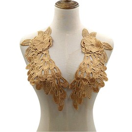 1pcs Embroidery Patches Lace Motifs Applique Sew On Sticker Wedding Dress Accessories Collar (Color B)