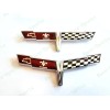 AUTO 2PC Chrome FRONT NOSE Rear Gas Lid Crossed Flag