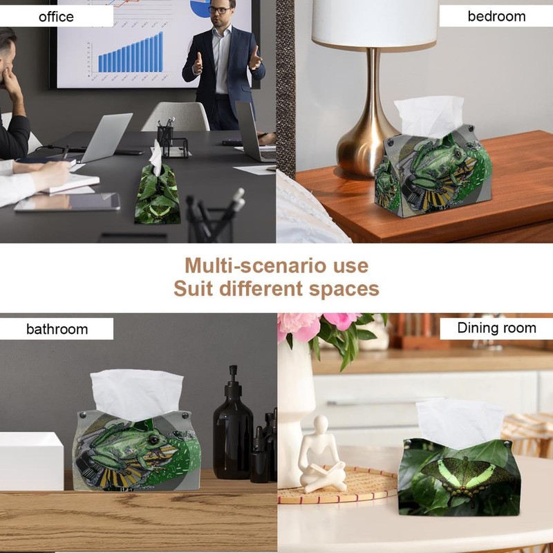 2 Pack Tissue Box Cover Holder, Frog Character Green Vector