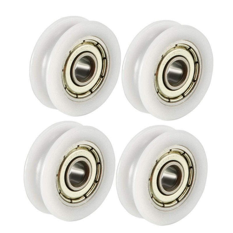 sourcing map 4-Piece Guide Bearing Pulley 1.5 mm Deep Metal
