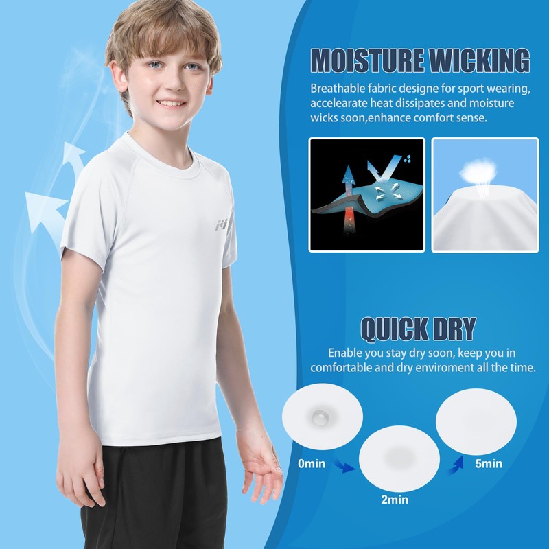 MEETWEE Jungen Rash Guard Kurzarm Kinder Badeshirt UV Schutz UPF
