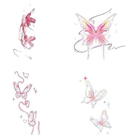 Gel Luna emotional color butterfly shoulder arm clavicle body tattoo henna tattoo sticker set of 4 T-263, 1 set, type B / 젤루나 감성 컬러 나비 어깨 팔 쇄골 바디 문신 헤나 타투 스티커 4종 세트 T-263, 1세트, B타입