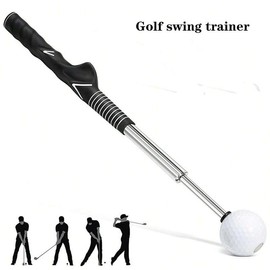 Golf Swing Practice Stick, Telescopic Golf Training Aid with Non-slip Rubber Handle, Golf Training & Warmup Practice Stick, Valentine's Day Gift:_Black_Blue - Right Hand Practitioner