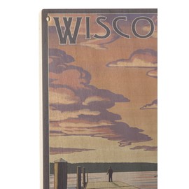Lantern Press Wisconsin - Dock Scene and Lake (10x15 Wood Wall Sign, Wall Decor Ready to Hang)