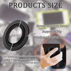 1 Magnetic Phone Ring Holder Grip, Ultra-Thin 5mm Design With 360° Rotating Inner Ring For Wireless Charging Compatibility, Secure Hold For Selfies & Calls