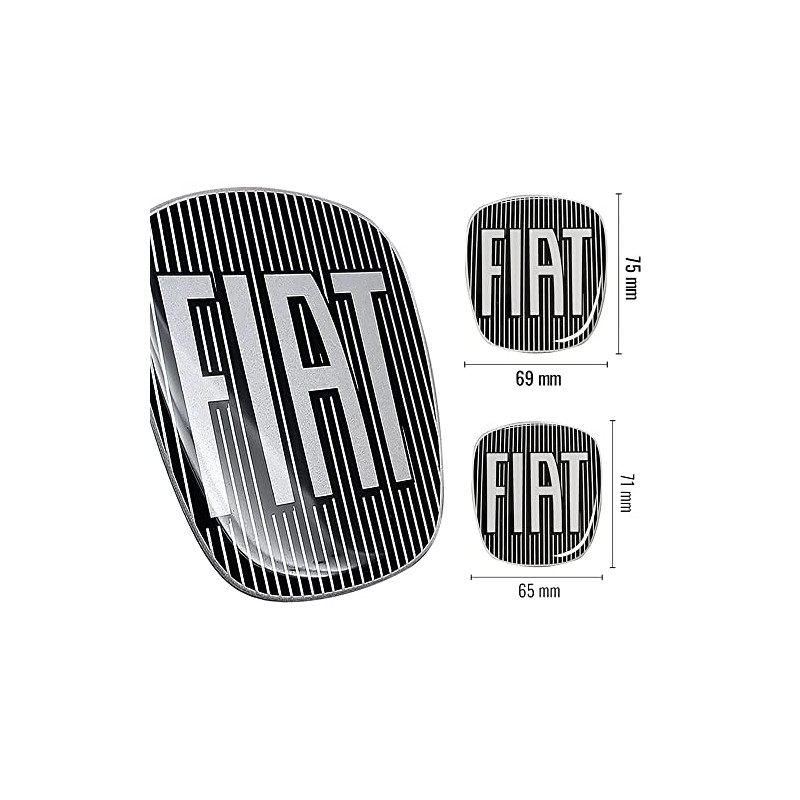 Fiat 14186C-14187A 3D Sticker Logo 500X, Black, 2 Pieces, Front