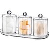 Qtip Holder Bathroom Set with Tray(4PCS) - 3 Pack Acrylic