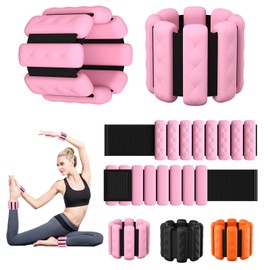 Wrist and Ankle Weights for Women&Men - Adjustable Pilates Weighted Bangles, 2 lbs Weighted Arm Bands Foot Leg Weights for Walking, Yoga, Training, Exercise, Running, Set of 2 (1LB Each) (Pink)