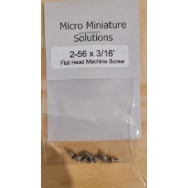 2-56 x 3/16" Stainless Steel Flat Head, Countersunk Screws, Package Of 10
