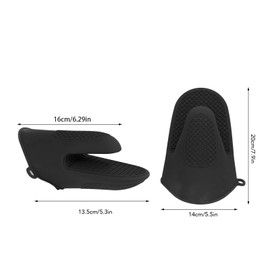 HAOHIZE Hitze- und rutschfestes Silikon-Ofenhandschuhe-Set, 2 Stück, Mini-Ofenhandschuhe, Mini-Silikon, verdickt, verbrühungshemmend, Kochhandschuhe für die Küche, rote (Schwarz)