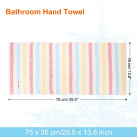 sourcing map 2 Pcs Bathroom Hand Towels Blue/Pink/Yellow Soft Absorbent Face Towels Cotton Wash Cloths 13 x 29 Inch Kitchen Hand Towels for Bathroom Gym Drying Hand Face Hair (Rainbow Strip)