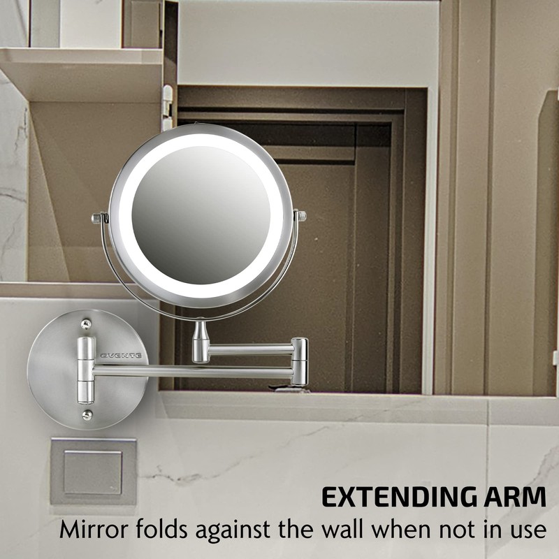 OVENTE Wall Mounted Lighted Makeup Mirror, 7" Double Sided 1X/7X