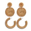 Rattan Earrings Statement Hoop Earrings for Women Straw Earrings Woven