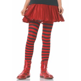 Leg Avenue Striped (Black/Red) Child Tights Size Large (10-12)