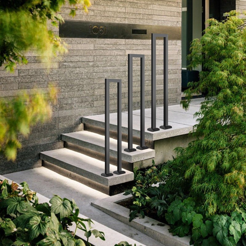 Zwinz 2 Pack U-Shaped Handrail 37''H, Durable Wrought Iron Stair