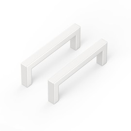 LONTAN Pack of 10 Cabinet Handles, White, Furniture Handles, 96 mm, Hole Spacing Handles for Kitchen Cabinets, Kitchen Handles, Door Handles, Kitchen Cabinet, Stainless Steel