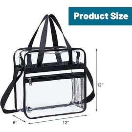 Harrington Marley Large Clear Tote Bag, Transparent Toiletry Shoulder Bag, Adjustable Crossbody Strap, Zipper Closure for Stadium Events