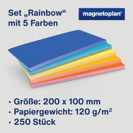 magnetoplan Rainbow Presentation Cards Set, Pack of 250, Presentation Cards in Unique Colour Canon, Made from FSC-Certified Paper, W x H 200 x 100 mm