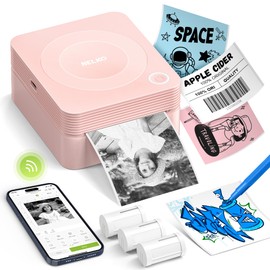 Nelko Sticker Printer, PM230 Mini Printer Bluetooth Portabel Sticker Maker with 3 Rolls Paper, Print Pods Mini Printer with Multiple Templates for Phone & Tablet, Pink