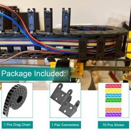 Xiatiaosann Drag Chain Cable Towing 3D Printer 10X20mm R18 Plastic Flexible Drag Chain Wire Carrier Open Type for 3D Printer and CNC Router Mill Machine with 1 Pair Connector, 1M