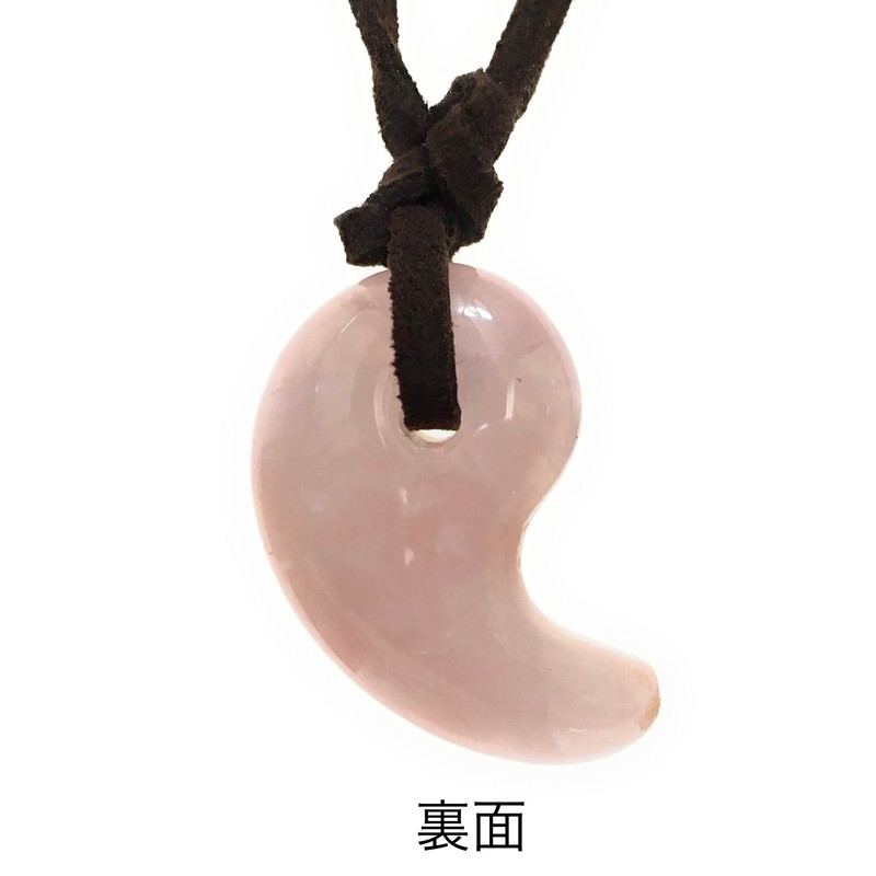 1pc Natural Stone Magatama Necklace Carved Dragon Rose Quartz (Gold)