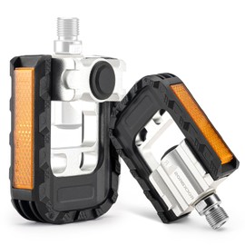 ROCKBROS Folding Pedal, Bicycle Pedal, Folding Pedal, Aluminum Alloy, Sealed Bearing, 9/16 Inch, Lightweight, Anti-Slip, Durable, Includes Reflector, Folding Bicycle, City Cycle, MTB, Mountain Bike