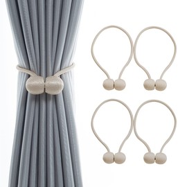 PEIONO Magnéticos para Cortina, Lazos de Cortina Magnéticos, Fuertes Propiedades Magnéticas,Cinta Magnética Decorativa para Cortinas,Estética,Accesorios para Cortinas,Propósito Decorativo(Caqui)