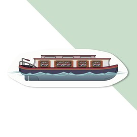 Medium 100mm 'Canal Boat' Permanent Sticker Decal for Cars/Windows/Bins/Walls etc (DW00047678)