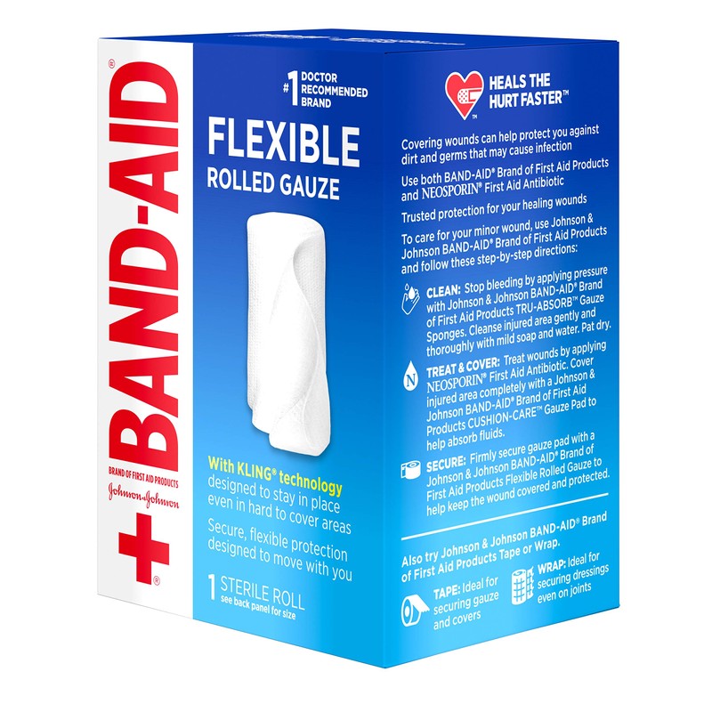 Band Aid Brand First Aid Products Flexible Rolled Gauze Care