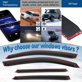 LQQDP 4pcs Front+Rear Smoke Tint Sun/Rain Guard Outside Mount Tape-On Vent Window Visors compatible with 09-17 Q5/SQ5 8R