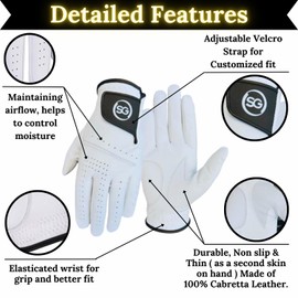 Pack of 3 Cabretta Leather Men Golf Gloves – High Grip, Soft Feel Grip & Comfortable for All Weather Conditions - Left & Right Handed Golfer - for beginners & Professionals Hawk (XL, Left)